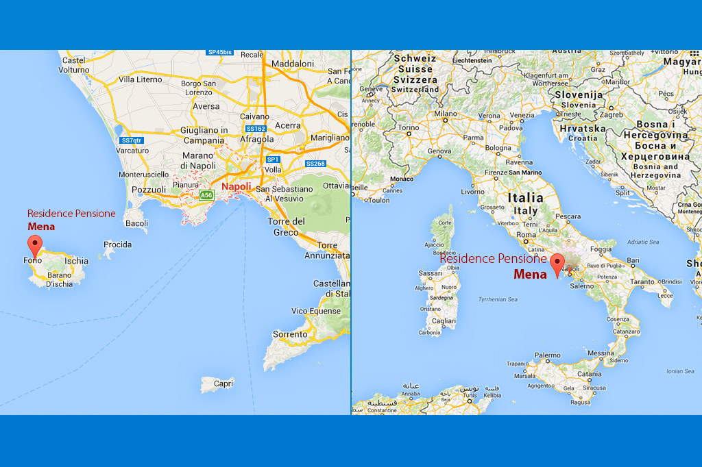 Mappa Golfo di Napoli e Italia - Residence Pensione Mena